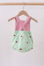 Red stripe watermelon embroidery seersucker bubble - ARIA KIDS