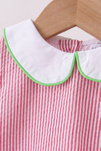 Red stripe watermelon embroidery seersucker bloomer set - ARIA KIDS