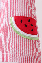Red stripe watermelon embroidery seersucker bloomer set - ARIA KIDS