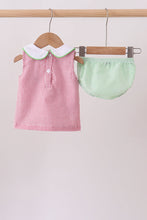 Red stripe watermelon embroidery seersucker bloomer set - ARIA KIDS