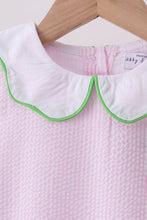 Pink stripe watermelon embroidery seersucker dress - ARIA KIDS