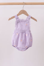Purple seersucker butterfly embroidery ruffle bubble - ARIA KIDS