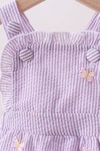 Purple seersucker butterfly embroidery ruffle bubble - ARIA KIDS