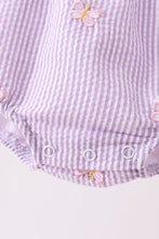 Purple seersucker butterfly embroidery ruffle bubble - ARIA KIDS