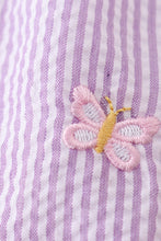 Purple seersucker butterfly embroidery ruffle bubble - ARIA KIDS