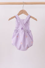 Purple seersucker butterfly embroidery ruffle bubble - ARIA KIDS
