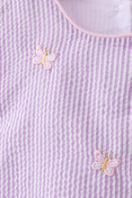 Purple seersucker butterfly embroidery shorts set - ARIA KIDS