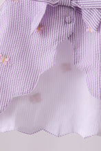 Purple seersucker butterfly embroidery shorts set - ARIA KIDS