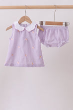 Purple seersucker butterfly embroidery bloomer set - ARIA KIDS