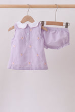 Purple seersucker butterfly embroidery bloomer set - ARIA KIDS