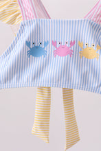 Colorblock crab embroidery ruffle 2pc swimsuit - ARIA KIDS