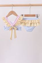 Colorblock crab embroidery ruffle 2pc swimsuit - ARIA KIDS