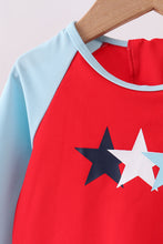Red star embroidery ruffle rashguard - ARIA KIDS