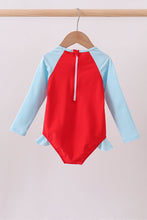 Red star embroidery ruffle rashguard - ARIA KIDS