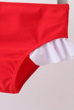 Red star embroidery ruffle 2pc swimsuit - ARIA KIDS