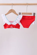 Red star embroidery ruffle 2pc swimsuit - ARIA KIDS