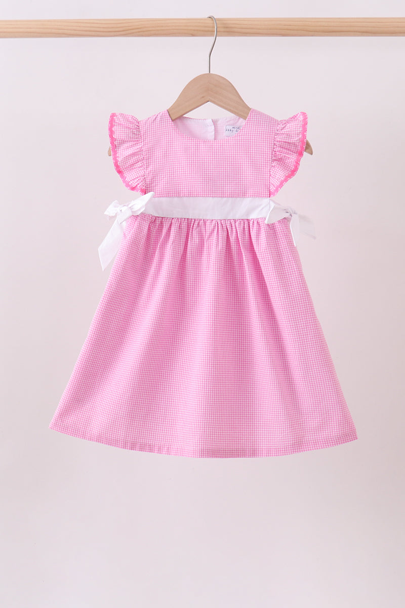 Pink bow gingham ruffle dress - ARIA KIDS