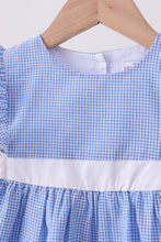 Blue bow gingham ruffle dress - ARIA KIDS