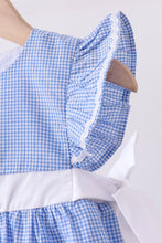 Blue bow gingham ruffle dress - ARIA KIDS
