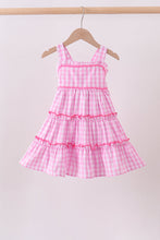 Pink gingham ruffle tiered dress - ARIA KIDS