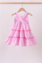 Pink gingham ruffle tiered dress - ARIA KIDS
