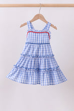 Blue gingham ruffle tiered dress - ARIA KIDS