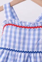 Blue gingham ruffle tiered dress - ARIA KIDS