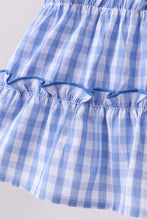 Blue gingham ruffle tiered dress - ARIA KIDS