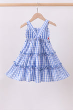 Blue gingham ruffle tiered dress - ARIA KIDS
