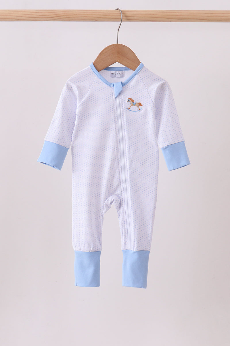 Blue dot horse embroidery romper - ARIA KIDS