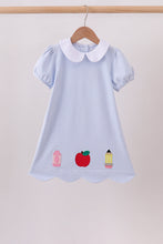 Blue School Applique Dress - ARIA KIDS