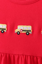 Red School bus Smocked Ruffle Shorts set