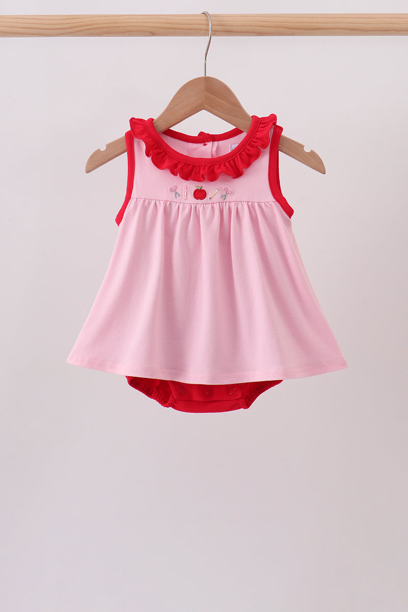Pink Apple Embroidery Bubble - ARIA KIDS