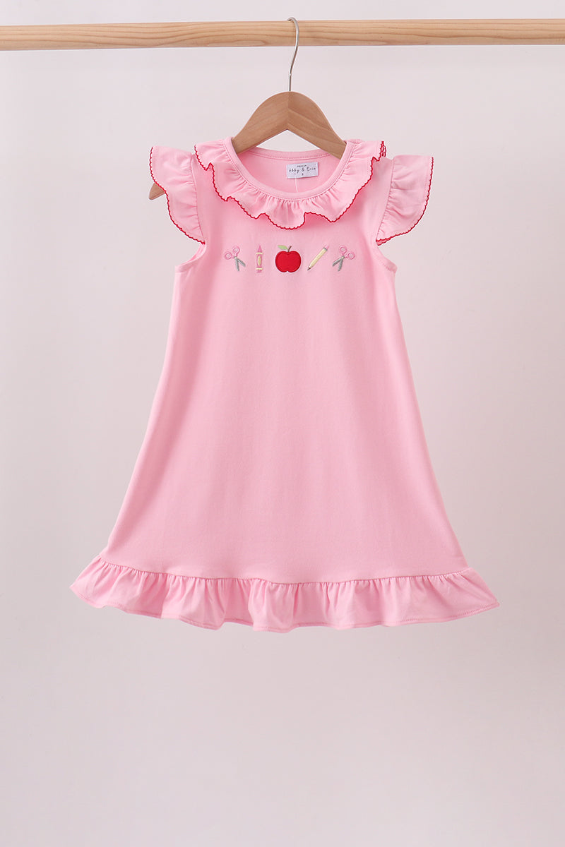 Pink Apple Ruffle Dress - ARIA KIDS