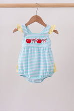 Blue Apple Embroidery Gingham Bubble - ARIA KIDS