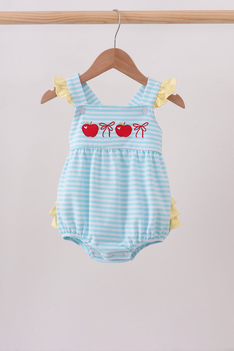 Blue Apple Embroidery Gingham Bubble - ARIA KIDS