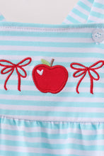 Blue Apple Embroidery Gingham Bubble - ARIA KIDS