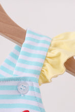 Blue Apple Embroidery Gingham Bubble - ARIA KIDS