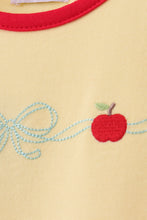 Scalloped Apple Embroidery Bow Dress - ARIA KIDS
