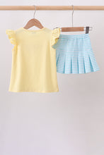 Yellow Apple Embroidery Skorts Set