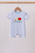 Blue Apple Pencil Embroidery Romper - ARIA KIDS