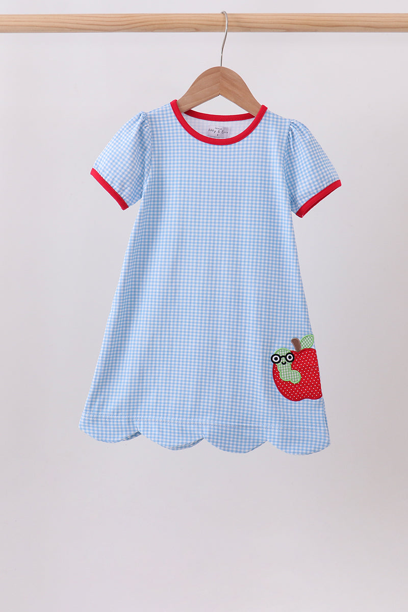 Blue Apple Scalloped Dress - ARIA KIDS