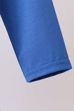 Royal blue puppy pumpkin embroidery top