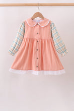 Pumpkin Jacquard plaid button dress - ARIA KIDS