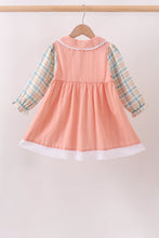 Pumpkin Jacquard plaid button dress - ARIA KIDS