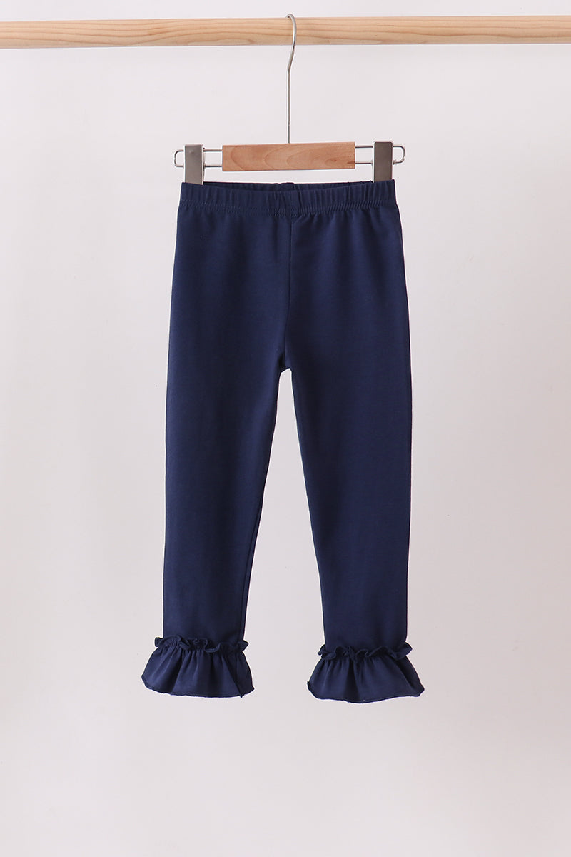Navy ruffle pants