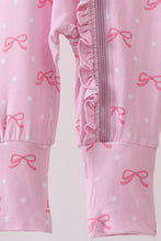 Pink bow print bamboo romper - ARIA KIDS