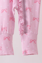 Pink bow print bamboo romper - ARIA KIDS