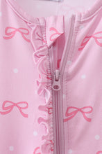 Pink bow print bamboo romper - ARIA KIDS