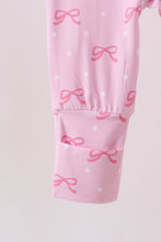 Pink bow print bamboo romper - ARIA KIDS